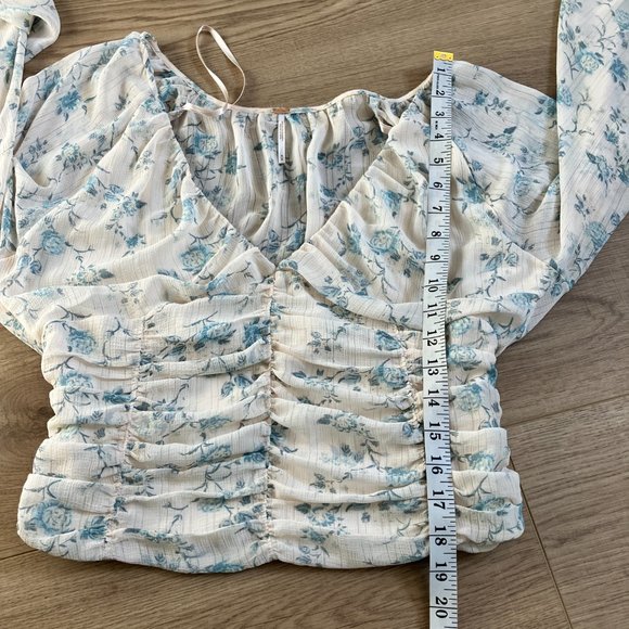 Free People final rose blouse in vintage combo ruched waist blouse size medium - Picture 7 of 7